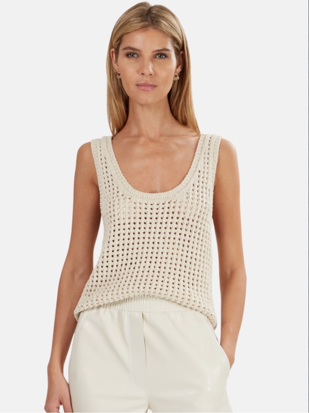 Nanushka Cream Tula Tank Top Crochet Knit
